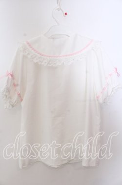 画像3: axes femme kawaii / 梯子レース半袖ブラウス M シロ O-25-11-14-059-AX-BL-OW-OS