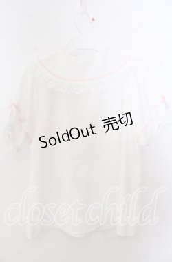 画像3: axes femme kawaii / 梯子レース半袖ブラウス M シロ O-25-11-14-059-AX-BL-OW-OS