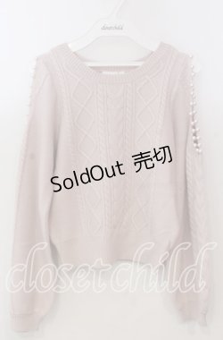 画像1: evelyn / ショルダーパールニット  ピンク O-25-11-14-060-LO-TO-OW-OS