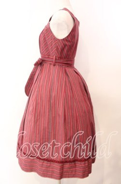 画像3: Victorian maiden / レジメンタルストライプリボンワンピース  ワイン O-25-11-14-008-CL-OP-OW-OS