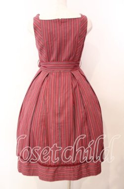 画像4: Victorian maiden / レジメンタルストライプリボンワンピース  ワイン O-25-11-14-008-CL-OP-OW-OS