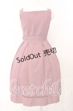 画像4: Victorian maiden / レジメンタルストライプリボンワンピース  ワイン O-25-11-14-008-CL-OP-OW-OS