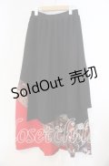 Qutie Frash / シフォンラップ和柄ロングスカート  ブラック×レッド O-25-11-14-019-QU-SK-OW-OS
