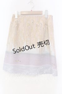 Franche Lippee / 藤の花柄スカート Ｍ オレンジ×ラベンダー O-25-11-15-029-LO-SK-IG-OS