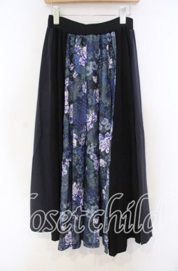 画像1: Qutie Frash / 和柄プリーツロングスカート  ブルー O-25-11-15-028-QU-SK-OW-OS