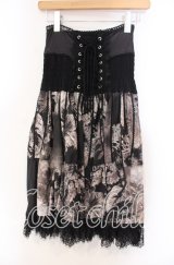 Ozz oneste / 和柄シャーリングスカート  ブラック O-25-11-15-033-OO-SK-IG-OS