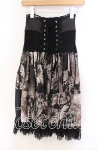 Ozz oneste / 和柄シャーリングスカート  ブラック O-25-11-15-033-OO-SK-IG-OS