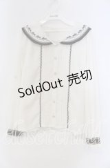 axes femme / プリーツフリルブラウス  アイボリー×クロ O-25-11-15-038-AX-BL-IG-OS