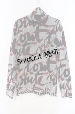 画像1: Jean Paul GAULTIER / FEMME グラフィックハイネックニット 40 アイボリー×ブラック×レッド O-25-11-15-045-GO-TO-IG-OS