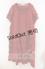 PINK HOUSE / Dolly race ワンピース【お直しあり】  アカ O-25-11-15-051-LO-OP-IG-OS