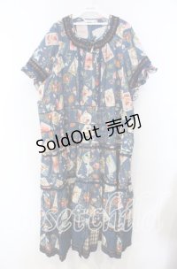 PINK HOUSE / クイーンアリスプリントパッチワークワンピース【お直しあり】  アオ O-25-11-15-053-LO-OP-IG-OS