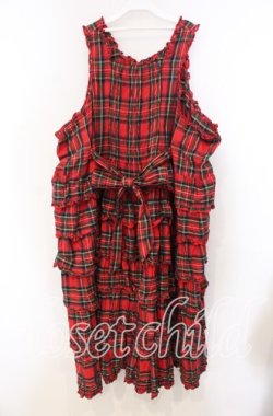 画像3: PINK HOUSE / シャギー起毛タータンチェックノースリーブワンピース【お直し有り】  アカチェック O-25-11-15-054-LO-OP-IG-OS