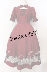 axes femme kawaii / チャイナ釦ジャガードワンピ  ワイン O-25-11-15-007-AX-OP-IG-OS