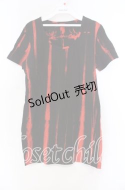 画像1: SEANA / ブリーチワイドUネックTシャツ Ｍ レッド×ブラック O-25-11-15-064-PU-TS-IG-OS