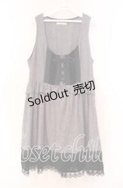 画像1: axes femme / フロッキー切り替えエジャンパースカート  ネイビー O-25-11-15-065-AX-OP-IG-OS