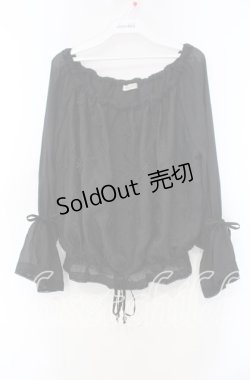 画像1: axes femme / 立体レースブラウジングプルオーバー  クロ O-25-11-15-066-AX-TO-IG-OS