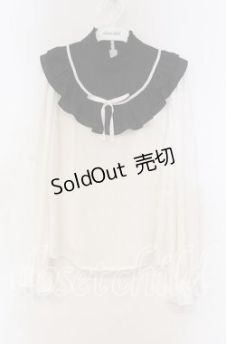 画像1: Ank Rouge / ヨーク切り替えブラウス  シロ×クロ O-25-11-15-067-CA-BL-IG-OS