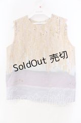 Franche Lippee / 藤の花柄ノースリーブトップス Ｍ オレンジ×ラベンダー O-25-11-15-068-LO-TO-IG-OS