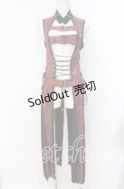 画像1: Qutie Frash / ベルトロングベスト  レッド O-25-11-15-073-QU-TO-OW-OS