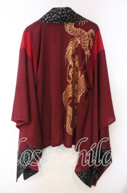 画像3: Qutie Frash / 肩メッシュ切替着物カーディガン  レッド O-25-11-15-074-QU-TO-OW-OS