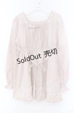 画像1: PINK HOUSE / ローズレースAラインブラウス  ピンク O-25-11-15-077-LO-BL-IG-OS