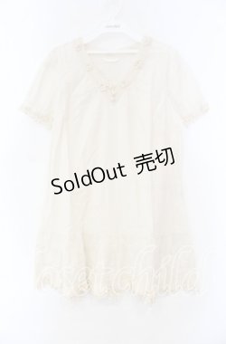 画像1: PINK HOUSE / レース配色シャツチュニック  アイボリー O-25-11-15-079-LO-OP-IG-OS