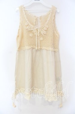 画像1: PINK HOUSE / 丸モチーフ透かしタンクトップ  アイボリー O-25-11-15-081-LO-TO-IG-OS