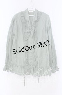 PINK HOUSE / タックピコフリルブラウス  グリーン O-25-11-15-082-LO-BL-IG-OS