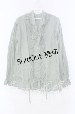 画像1: PINK HOUSE / タックピコフリルブラウス  グリーン O-25-11-15-082-LO-BL-IG-OS