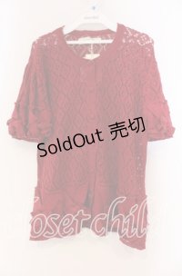 KETTY / リボン透かし編みカーディガン  アカ O-25-11-15-088-EL-TO-IG-OS