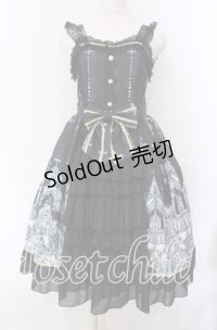 BIG GOOSE / お城イラスト柄ジャンパースカート  クロ O-25-11-15-019-LO-OP-IG-OS