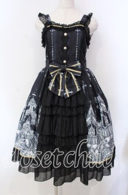 画像1: BIG GOOSE / お城イラスト柄ジャンパースカート  クロ O-25-11-15-019-LO-OP-IG-OS