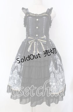 画像1: BIG GOOSE / お城イラスト柄ジャンパースカート  クロ O-25-11-15-019-LO-OP-IG-OS