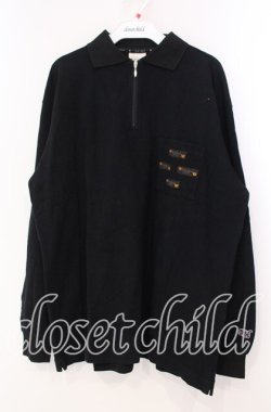 画像1: Karl Helmut / ジップアップ長袖ポロシャツ  ブラック O-25-11-17-035-EL-TO-IG-OS