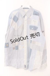 Karl Helmut / チェックパッチワークシャツ  サックス O-25-11-17-036-EL-TO-IG-OS