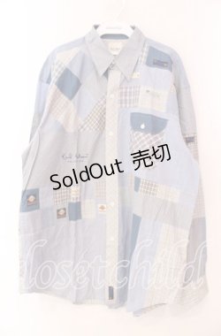 画像1: Karl Helmut / チェックパッチワークシャツ  サックス O-25-11-17-036-EL-TO-IG-OS