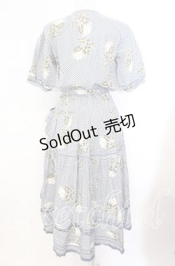 画像4: WONDERFUL WORLD / チェックフラワーたくし上げワンピース  シロ×ネイビー O-25-11-17-038-LO-OP-IG-OS