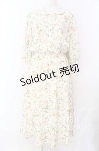 INGEBORG / コスモス風プリント襟レースワンピース  オフ O-25-11-17-040-LO-OP-IG-OS