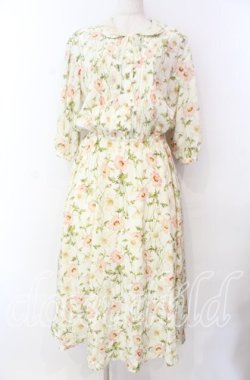 画像1: INGEBORG / コスモス風プリント襟レースワンピース  オフ O-25-11-17-040-LO-OP-IG-OS