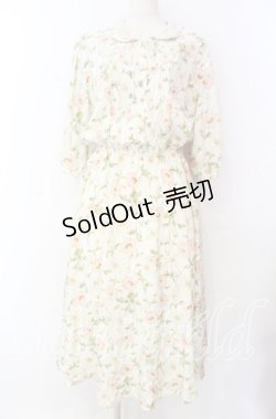 画像1: INGEBORG / コスモス風プリント襟レースワンピース  オフ O-25-11-17-040-LO-OP-IG-OS