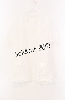 画像1: WONDERFUL WORLD / タックリボン割烹着  シロ O-25-11-17-043-LO-TO-IG-OS