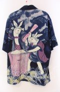 Karl Helmut / 餅つきうさぎアロハシャツ  ネイビー O-25-11-17-044-EL-BL-IG-OS