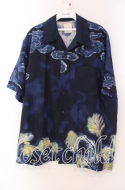 画像2: Karl Helmut / 餅つきうさぎアロハシャツ  ネイビー O-25-11-17-044-EL-BL-IG-OS