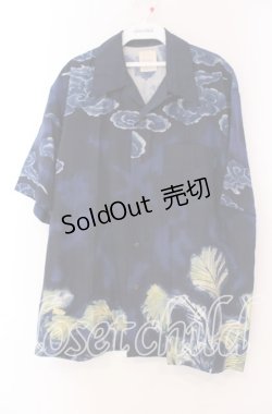 画像2: Karl Helmut / 餅つきうさぎアロハシャツ  ネイビー O-25-11-17-044-EL-BL-IG-ZT449