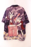 Karl Helmut / 餅つきうさぎアロハシャツ  パープル O-25-11-17-046-EL-BL-IG-OS