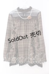 axes femme / チェック柄ペプラムBL  ブラウン O-25-11-17-048-AX-BL-IG-OS