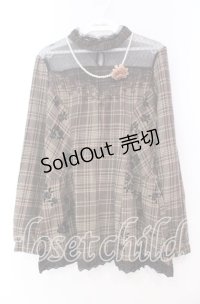 axes femme / チェック柄ペプラムBL  ブラウン O-25-11-17-048-AX-BL-IG-OS