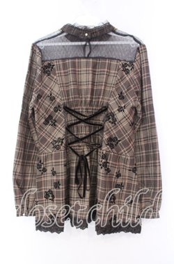 画像3: axes femme / チェック柄ペプラムBL  ブラウン O-25-11-17-048-AX-BL-IG-OS