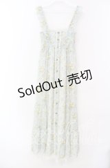 axes femme / 釦開き総バラ柄ロングワンピース  サックス O-25-11-17-049-AX-OP-IG-OS