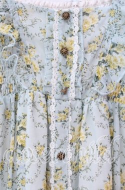 画像2: axes femme / 釦開き総バラ柄ロングワンピース  サックス O-25-11-17-049-AX-OP-IG-OS